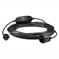 36006-RCDS30 Inline GFCI Schuko Extension Cord 30Ma Trip Level 16A-230V 6 Feet Long