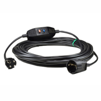 36010-RCDS10 Inline GFCI Schuko Extension Cord 10Ma Trip Level 16A-230/240V 10 Feet Long