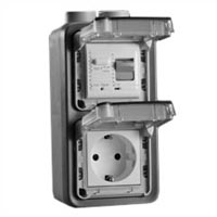 70225-10VH Schuko GFCI 10Ma Trip Vertical Hub Surface Mount IP55