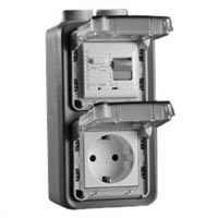 70225-30VH Schuko GFCI 30Ma Trip Vertical Hub Surface Mount IP55