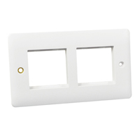 Wall Plate / Mounting Frame. Two-Gang. Opening Sizes 45x45mm (x2).