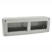 Surface Mount Plastic Box. IP40. Gray. Accepts 22.5, 45 & 67.5x45 Devices. 90x45mm Opening. Duplex.