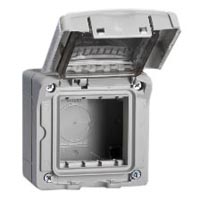 680612X45 Weatherproof Cover. Gray. IP55 Surface Mount with Box. Accepts 22.5mm & 45mmx45mm Devices.