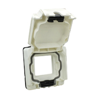 684585X45 Weatherproof Cover. White. IP66 Panel Mount. Accepts 22.5 & 45x45mm Devices.