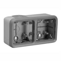 69672X45 Two Gang Surface Mount Box IP55 Entry Glands. Accepts Frames 69580X45, 69582X45